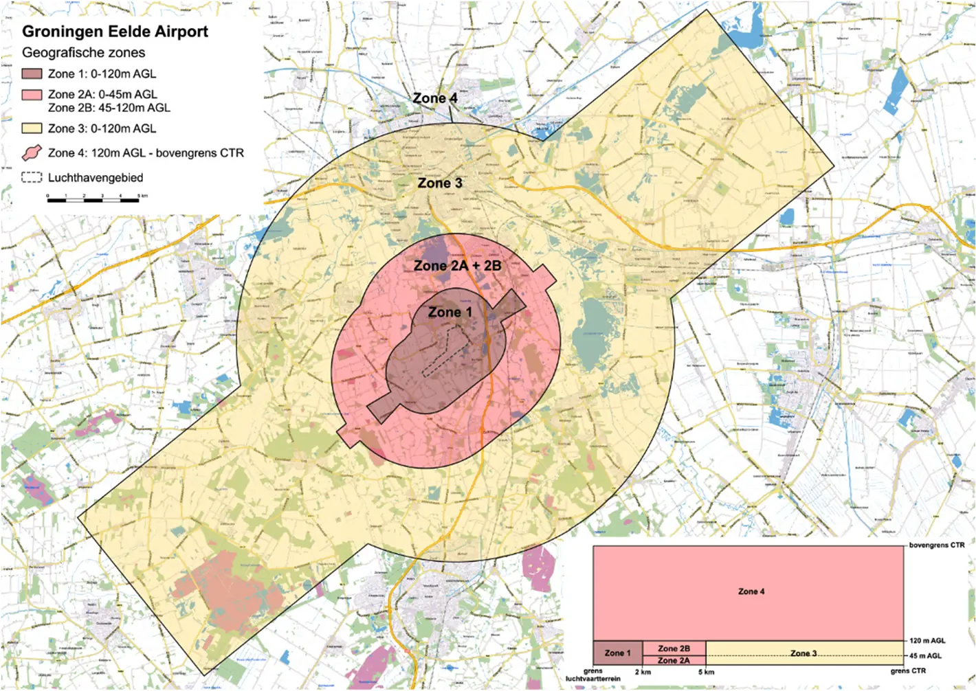 Map of the new zoning around Groningen Eelde Airport