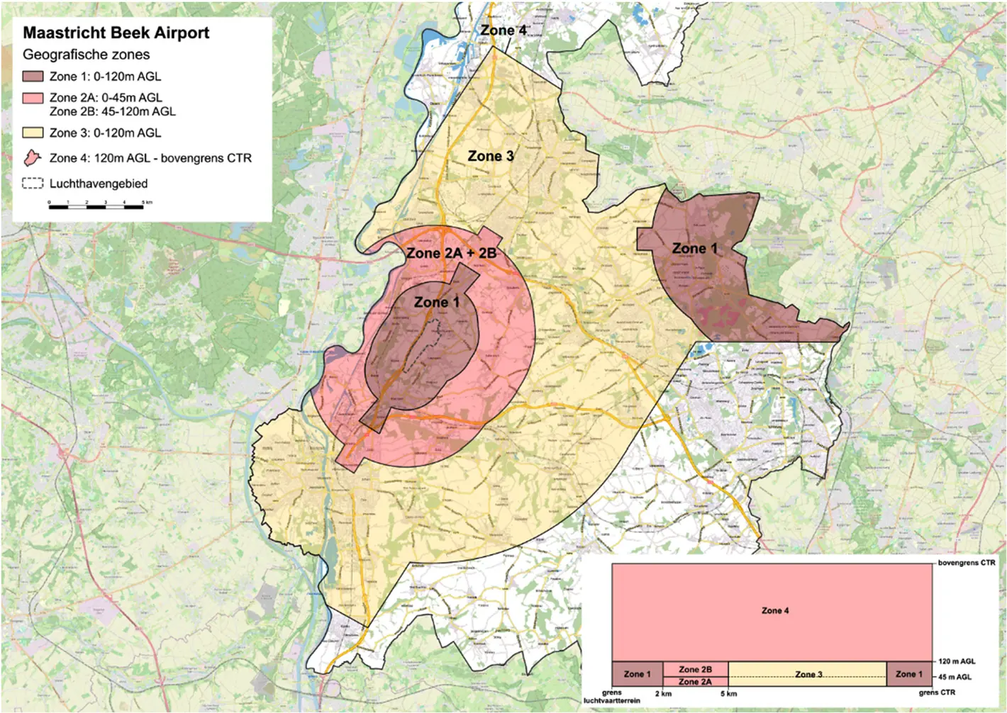 Map of the new zoning around Maastricht Aachen Airport