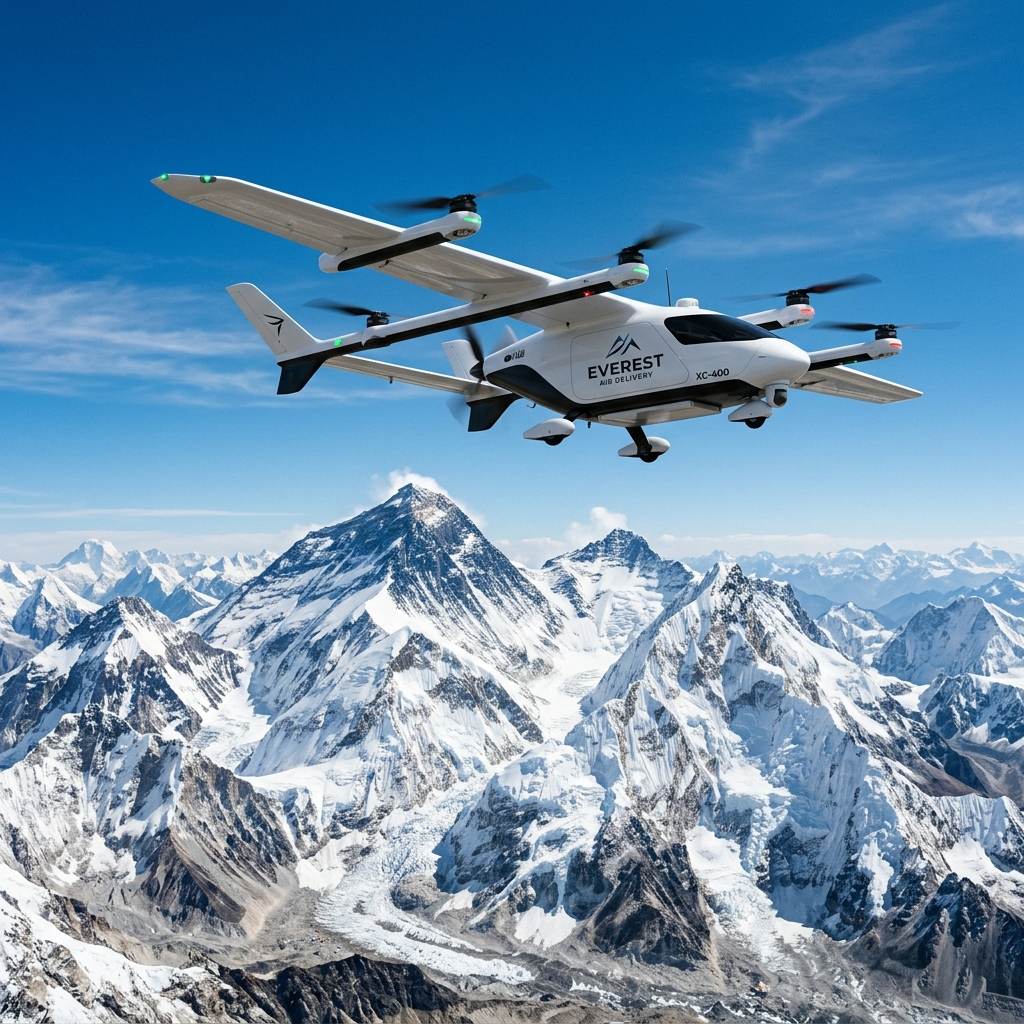 DJI EV50 delivery drone over Everest