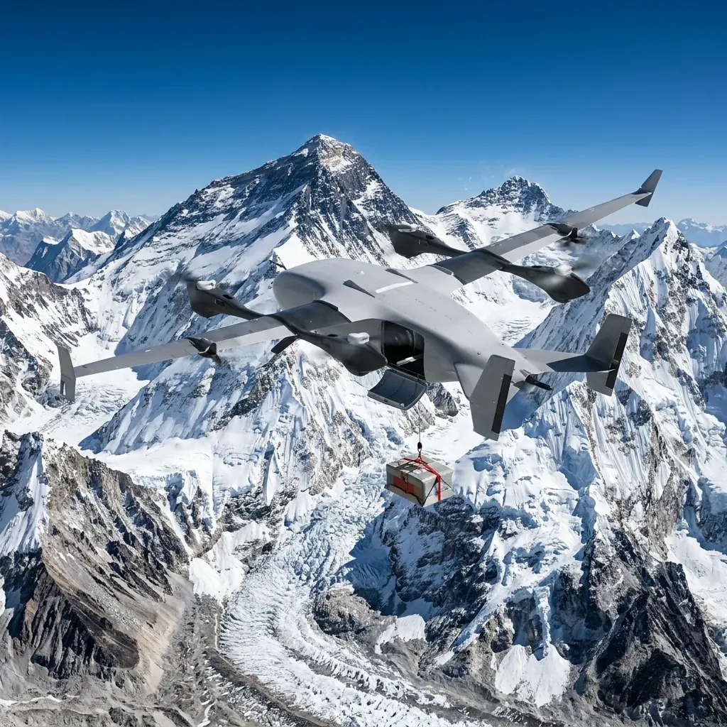 DJI EV50 delivery drone on Mount Everest