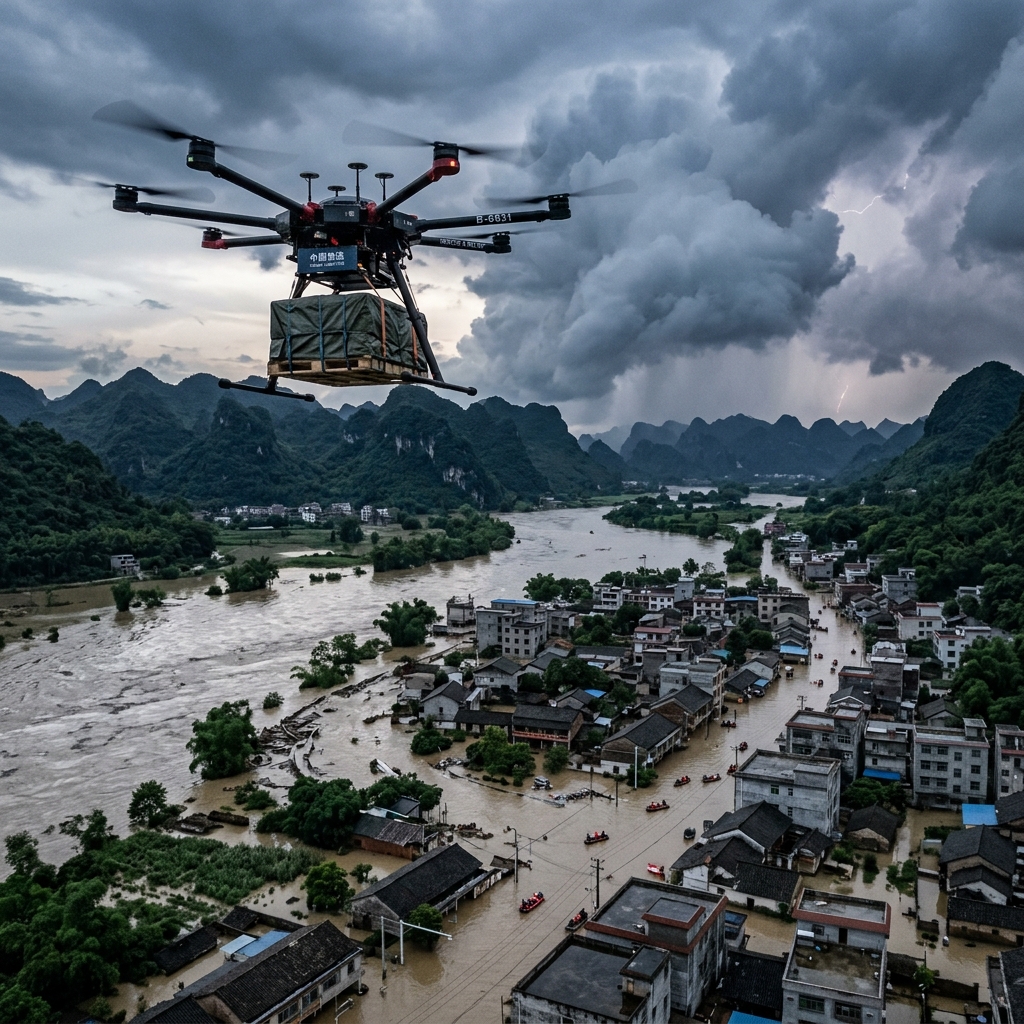 Heavy drone rescue operation