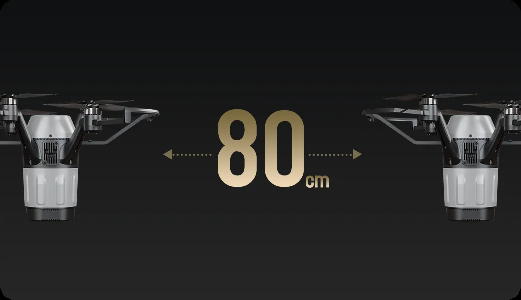 0.8 meter minimum inter-drone distance between EMO Mini drones for sharper 3D animations