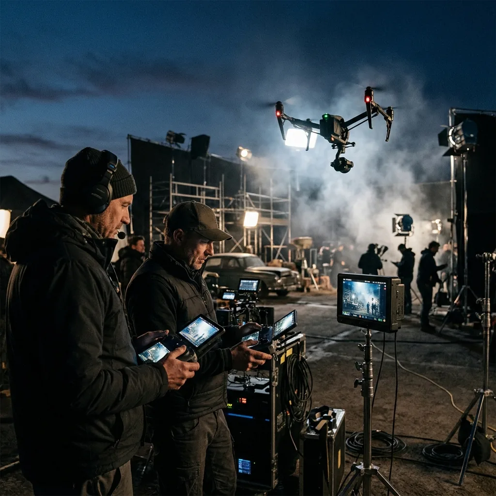 Inspire 3 dual-operator workflow on a film set